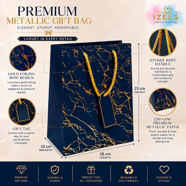 Premium_Blue_Metallic_Gift_Bag_23_18_10_Cm_Luxury_Paper_Gift_Bag_With_Gold_Foiling_Marble_Design_Rope_Handle_Gift_Tag_Reusable_Gift_Packaging_For_Birthday_Wedding_Anniversary_Return_Gift_Baby_Shower_Corporate_Festive_Gifting_Pack_Of_10