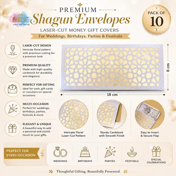 Premium_Shagun_Envelopes_Lifafa_Laser_Cut_Money_Gift_Covers_For_Weddings_Birthdays_Parties_Festivals_18x8_Cm_Grey_Golden_Floral_Pattern_Pack_Of_10