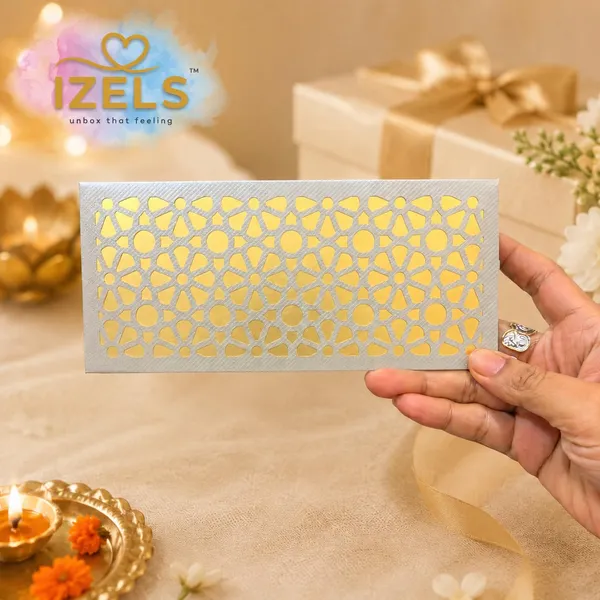 Premium_Shagun_Envelopes_Lifafa_Laser_Cut_Money_Gift_Covers_For_Weddings_Birthdays_Parties_Festivals_18x8_Cm_Grey_Golden_Floral_Pattern_Pack_Of_10