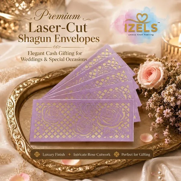 Premium_Shagun_Envelopes_Lifafa_Laser_Cut_Money_Gift_Covers_For_Weddings_Birthdays_Parties_Festivals_18x8_Cm_Lavender_Golden_Floral_Design_Pack_Of_30