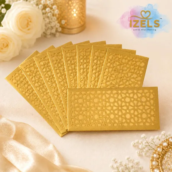 Premium_Shagun_Envelopes_Lifafa_Laser_Cut_Money_Gift_Covers_For_Weddings_Birthdays_Parties_Festivals_18x8_Cm_Green_Golden_Floral_Design_Pack_Of_10
