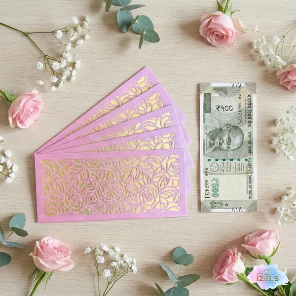 Premium_Shagun_Envelopes_Lifafa_Laser_Cut_Money_Gift_Covers_For_Weddings_Birthdays_Parties_Festivals_18x8_Cm_Pink_Golden_Rose_Floral_Design_Pack_Of_30