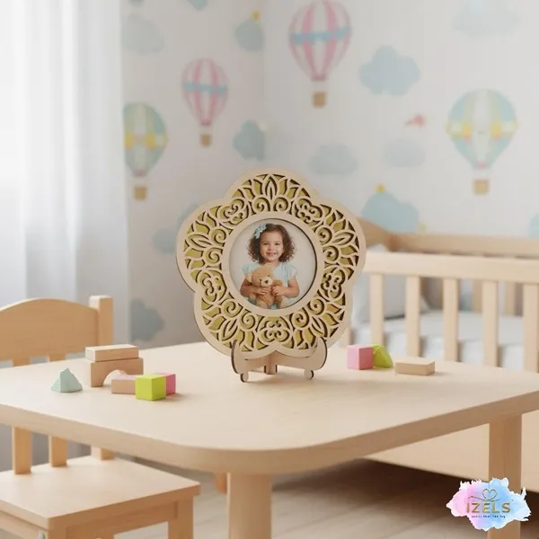 Flower_Shape_Photo_Frame_Wooden_Decorative_Picture_Frame_With_Floral_Laser_Cut_Border_Clear_Acrylic_Front_Wall_Tabletop_Display_Premium_Home_Decor_Gift