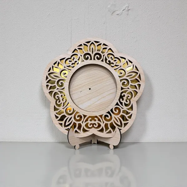 Flower_Shape_Photo_Frame_Wooden_Decorative_Picture_Frame_With_Floral_Laser_Cut_Border_Clear_Acrylic_Front_Wall_Tabletop_Display_Premium_Home_Decor_Gift