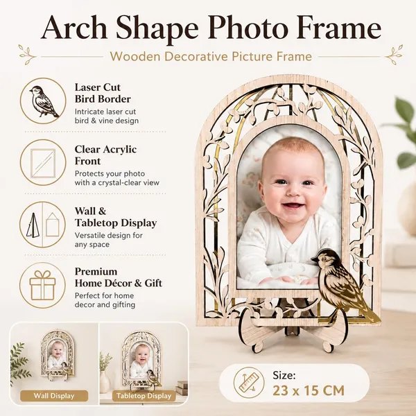 Arch_Shape_Wooden_Photo_Frame_With_Laser_Cut_Bird_Border_Decorative_Picture_Frame_With_Clear_Acrylic_Front_Wall_Tabletop_Photo_Frame_For_Home_Decor_Birthday_Anniversary_Housewarming_Gift_23_Cm_15_Cm