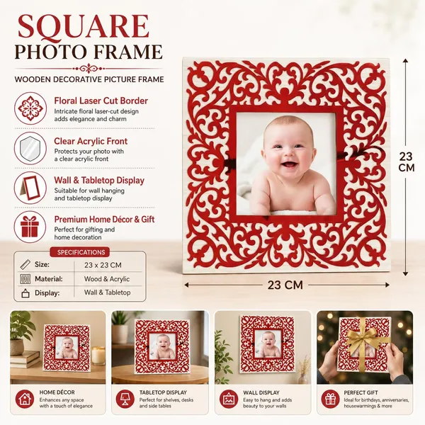 Square_Photo_Frame_23_X_23_Cm_Wooden_Decorative_Picture_Frame_With_Floral_Laser_Cut_Border_Clear_Acrylic_Front_Wall_Tabletop_Photo_Frame_For_Home_Decor_Birthday_Anniversary_Baby_Photo_Gift