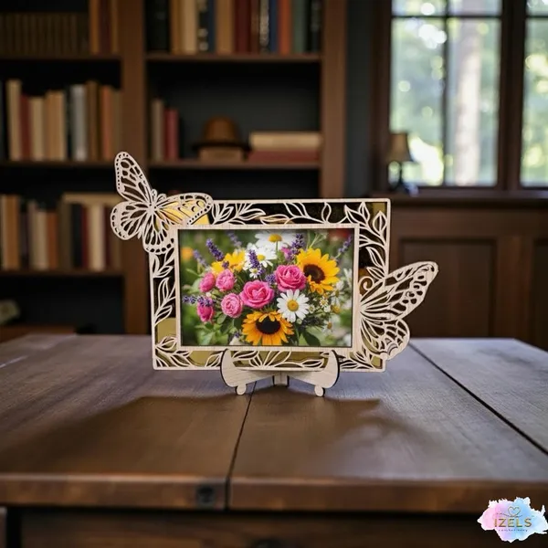 Rectangle_Photo_Frame_Wooden_Decorative_Picture_Frame_With_Butterfly_Laser_Cut_Border_Clear_Acrylic_Front_Wall_Tabletop_Display_Premium_Home_Decor_Gift_22x16_Cms