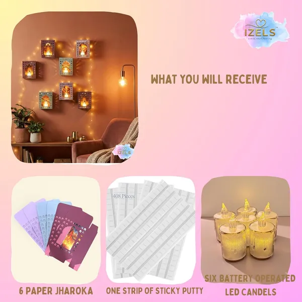 Led_Decorative_Paper_Frames_Combo_Pack_Of_6_Includes_6_Foldable_Paper_Jharokha_Boxes_6_Led_Candles_Devotional_Wall_Decor_For_Ganpati_Diwali_Pooja_Mandir_Festive_Decoration