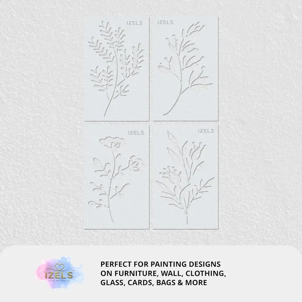 Floral_Leaf_Stencil_Set_For_Painting_Pack_Of_4_5x8_Inch_Reusable_Mylar_Stencils_For_Wall_Art_Furniture_Fabric_Canvas_Wood_Tile_Diy_Craft_Projects_Botanical_Painting_Templates