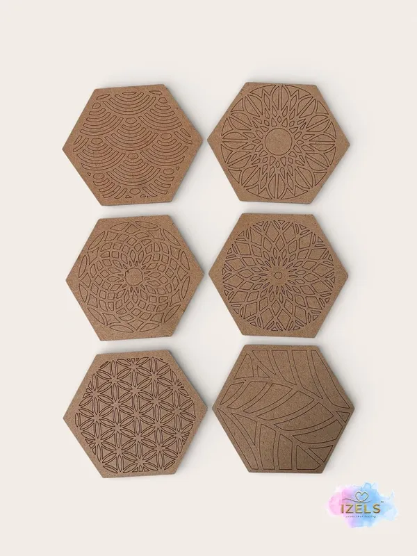 Izels_Diy_Coaster_Mandala_Art_Painting_Kit_Set_Of_6_Pre_Marked_4_4_Inch_Mdf_Coasters_3mm_With_Stand_12_Non_Toxic_Acrylic_Colours_Brush_Art_Craft_Kit_For_Kids_Adults_Home_Decor_Birthday_Return_Gift_Hexagonal_Mandala