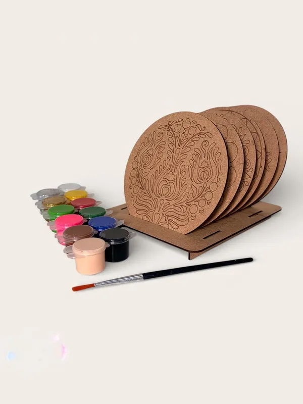 Izels_3_In_1_Premium_Tea_Coaster_Painting_Kit_For_Kids_Diy_Mandala_Madhubani_Pichwai_Art_Non_Toxic_Diy_Art_Craft_Kit_With_Brush_Stand_For_3_Years_Painting_Kit_For_Girls_Boys_Birthday_Gift