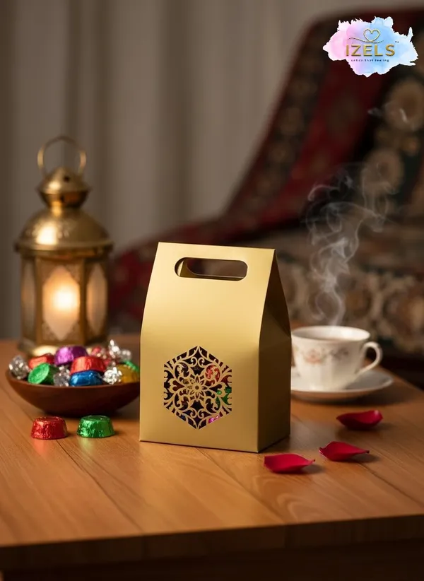 Izels_Laser_Cut_Paper_Gift_Bag_With_Handle_Mandala_Pack_Of_25_Metallic_Textured_Gift_Packaging_For_Eid_Gifts_Wedding_Favors_Return_Gifts_Festive_Corporate_Gifting_12x6x20_Cm_Green
