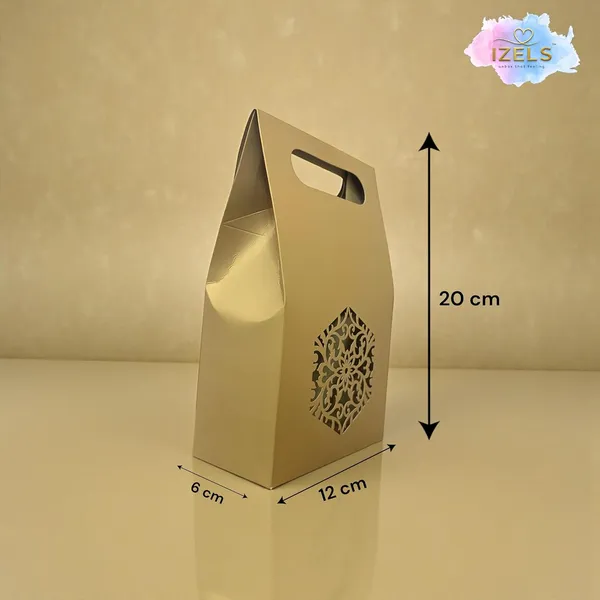 Izels_Laser_Cut_Paper_Gift_Bag_With_Handle_Mandala_Pack_Of_25_Metallic_Textured_Gift_Packaging_For_Eid_Gifts_Wedding_Favors_Return_Gifts_Festive_Corporate_Gifting_12x6x20_Cm_Green