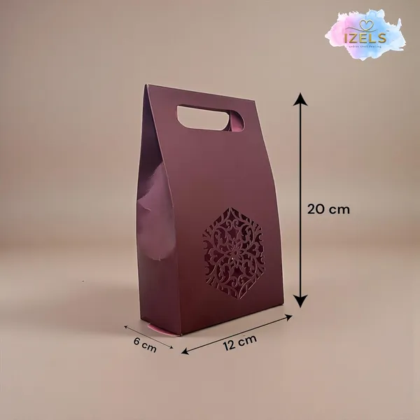 Izels_Laser_Cut_Paper_Gift_Bag_With_Handle_Mandala_Pack_Of_25_Metallic_Textured_Gift_Packaging_For_Eid_Gifts_Wedding_Favors_Return_Gifts_Festive_Corporate_Gifting_12x6x20_Cm_Maroon