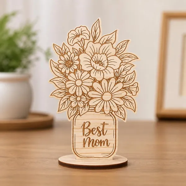 Izels_Best_Mom_Gift_For_Mother_Wooden_Table_Decor_Plaque_With_Stand_Floral_Bouquet_Mdf_Showpiece_Birthday_Appreciation_Present_For_Mother_Women_Grandmother_From_Daughter_Or_Son_Best_Mom_Decor_2
