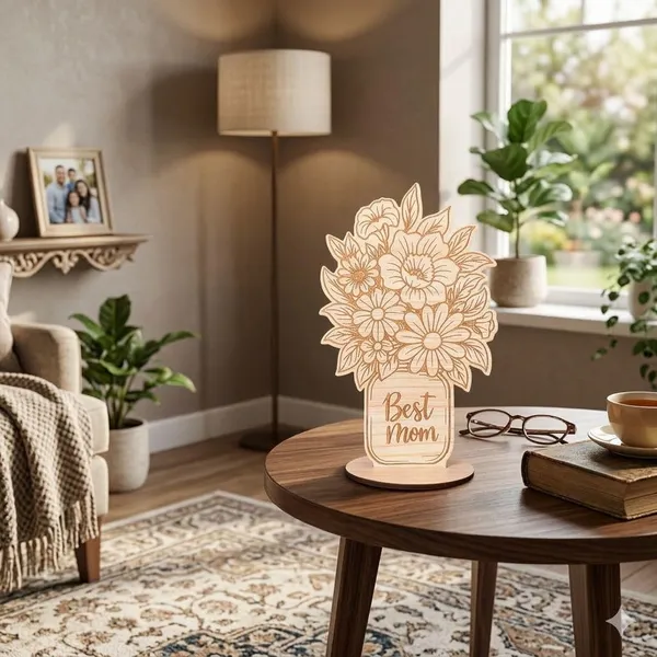 Izels_Best_Mom_Gift_For_Mother_Wooden_Table_Decor_Plaque_With_Stand_Floral_Bouquet_Mdf_Showpiece_Birthday_Appreciation_Present_For_Mother_Women_Grandmother_From_Daughter_Or_Son_Best_Mom_Decor_2
