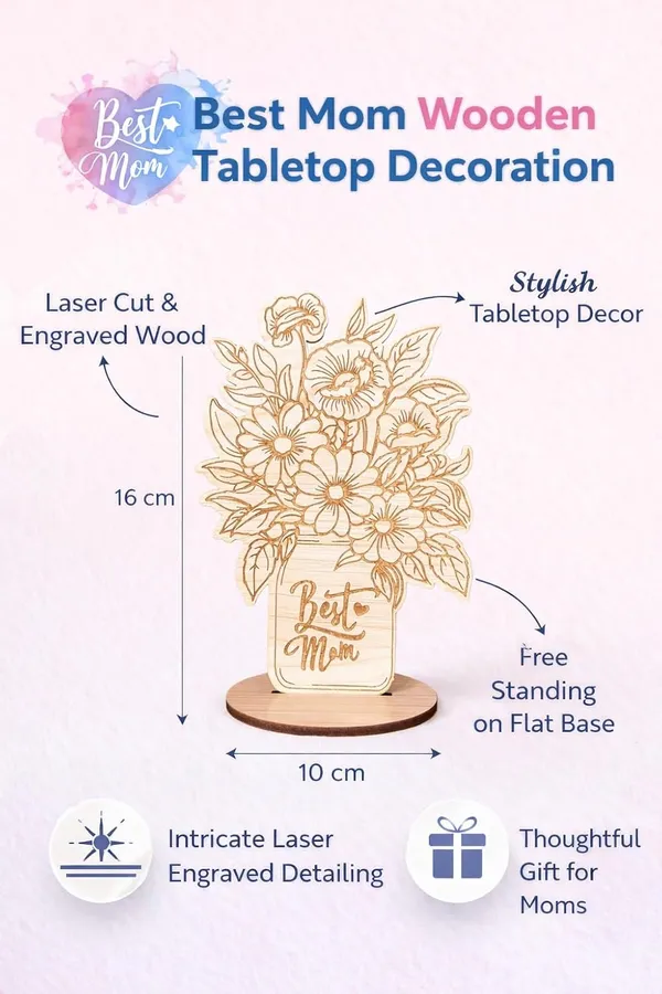 Izels_Best_Mom_Gift_For_Mother_Wooden_Table_Decor_Plaque_With_Stand_Floral_Bouquet_Mdf_Showpiece_Birthday_Appreciation_Present_For_Mother_Women_Grandmother_From_Daughter_Or_Son_Best_Mom_Decor_1