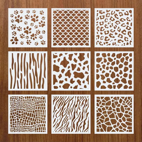 Animal_Print_Stencil_Set_For_Painting_Pack_Of_9_8x8_Inch_Reusable_Mylar_Stencils_For_Wall_Art_Furniture_Fabric_Canvas_Wood_Diy_Craft_Projects_Safari_Wildlife_Pattern_Templates