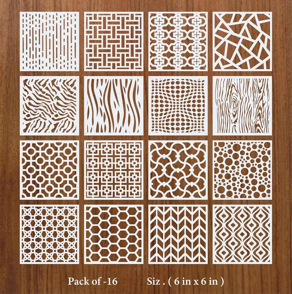 16_Pack_Geometric_Texture_Stencil_Set_6x6_Inch_Reusable_Mylar_Painting_Stencils_For_Walls_Furniture_Wood_Canvas_Fabric_Diy_Craft_Stencils_For_Modern_Home_Decor