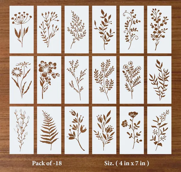 Floral_Stencil_Set_For_Painting_Set_Of_18_4x7_Inch_Reusable_Mylar_Stencils_For_Wall_Art_Furniture_Fabric_Canvas_Wood_Diy_Home_Decor_Craft_Projects