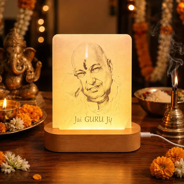 Product_Summary_Izels_Guruji_Led_Lamp_Jai_Guru_Ji_3mm_Acrylic_Wooden_Usb_Base