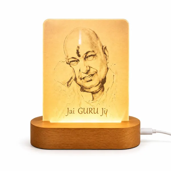 Product_Summary_Izels_Guruji_Led_Lamp_Jai_Guru_Ji_3mm_Acrylic_Wooden_Usb_Base
