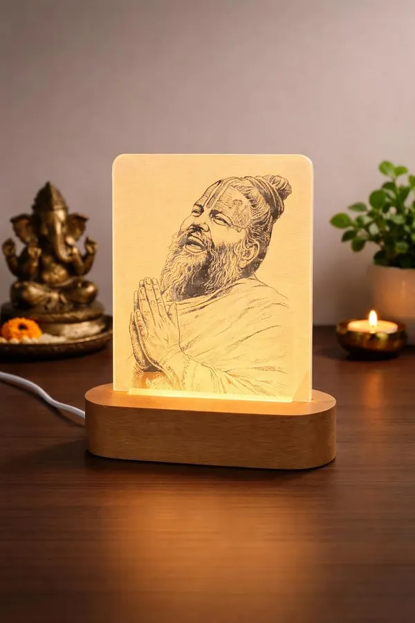 Premanand_Ji_Maharaj_Led_Spiritual_Lamp_Acrylic_Warm_White_Glowing_Night_Light_With_Wooden_Base_Usb_Powered_Ideal_For_Home_Mandir_Pooja_Room_Bedroom_Meditation_Size_8x6_Inch