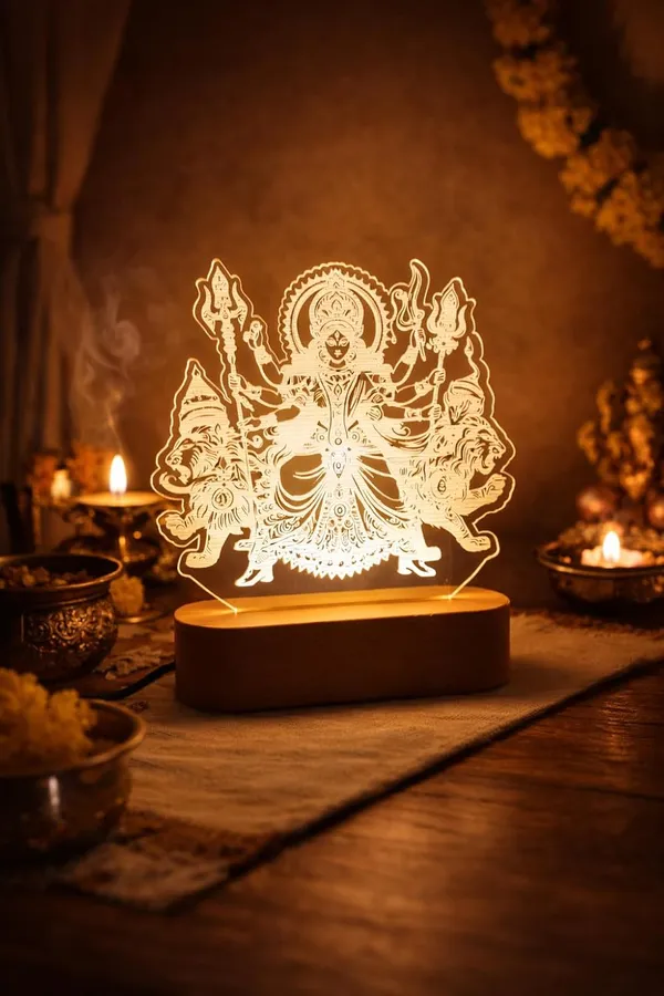 Led_Acrylic_Lamp_Maa_Durga_Design_8x6_Inch