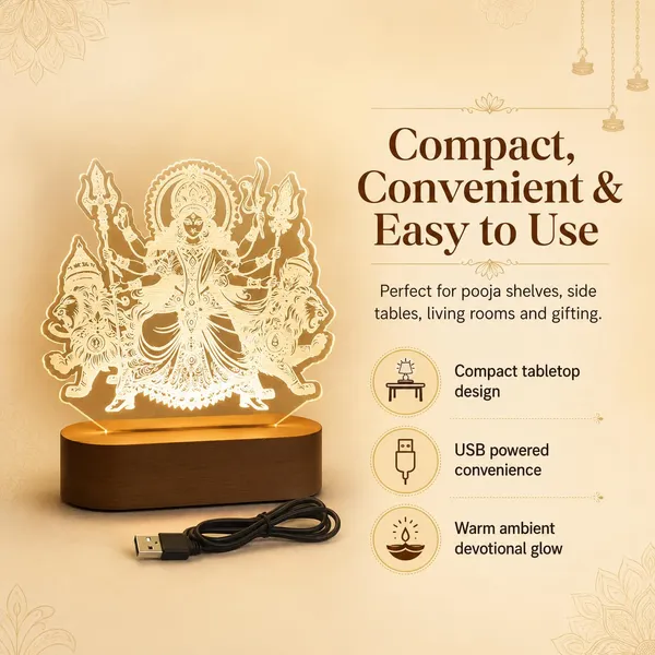 Led_Acrylic_Lamp_Maa_Durga_Design_8x6_Inch