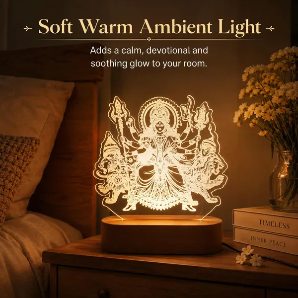 Led_Acrylic_Lamp_Maa_Durga_Design_8x6_Inch
