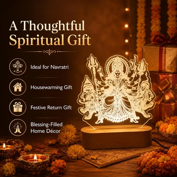 Led_Acrylic_Lamp_Maa_Durga_Design_8x6_Inch