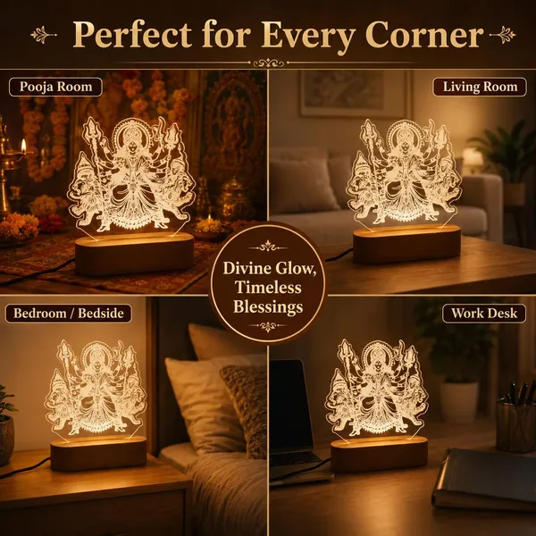 Led_Acrylic_Lamp_Maa_Durga_Design_8x6_Inch