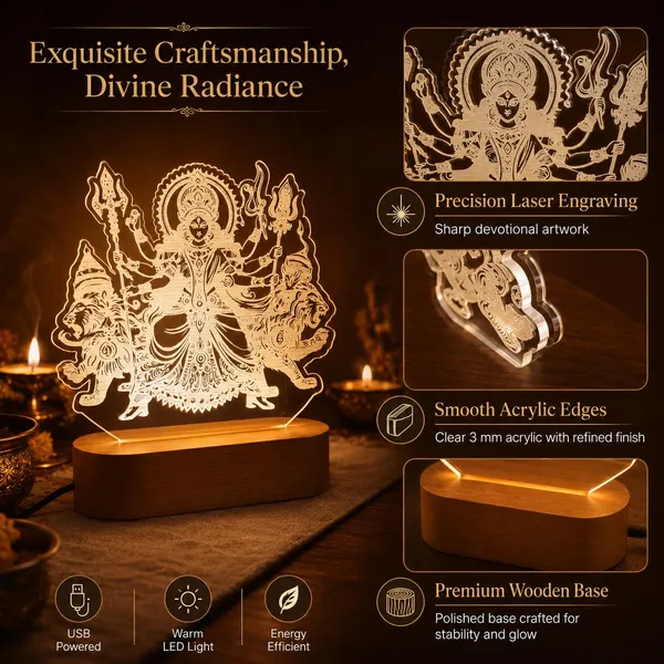 Led_Acrylic_Lamp_Maa_Durga_Design_8x6_Inch