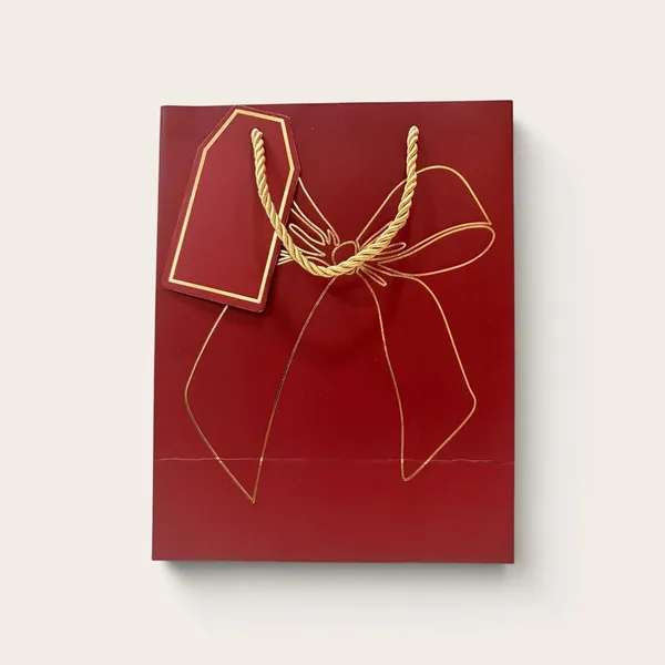 Izels_Premium_Luxury_Paper_Bow_Gift_Bags_Pack_Of_10_Leather_Finish_With_Gold_Foil_Geometric_Design_Thick_220_Gsm_Paper_Rope_Handles_Thank_You_Tag_Small_Deep_Red_Pack_Of_10