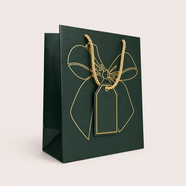 Izels_Premium_Luxury_Paper_Bow_Gift_Bags_Pack_Of_10_Leather_Finish_With_Gold_Foil_Geometric_Design_Thick_220_Gsm_Paper_Rope_Handles_Thank_You_Tag_Small_Dark_Green_Pack_Of_10