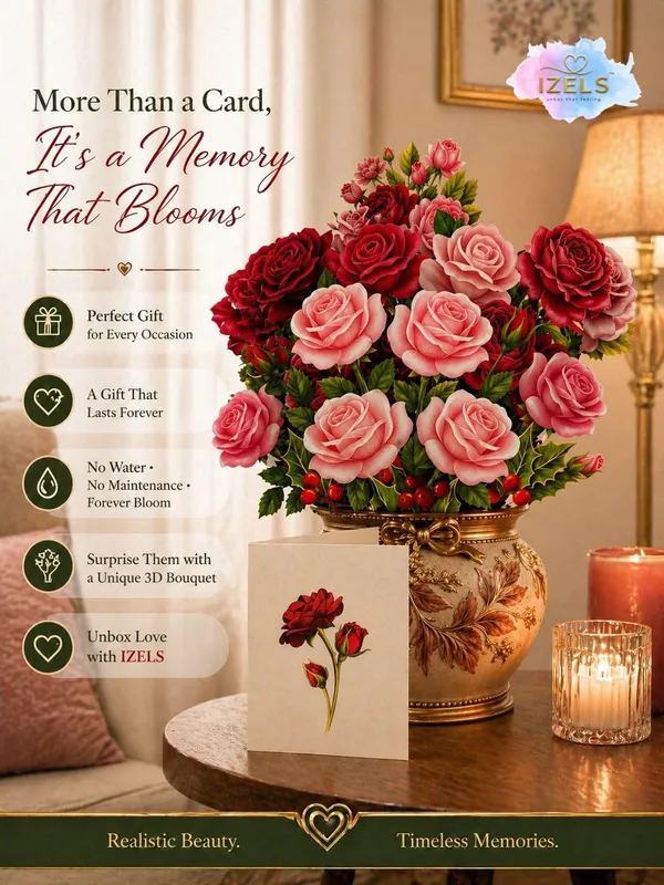 3d_Flower_Pop_Up_Greeting_Card_Lifesize_Floral_Vase_Design_Paper_Bouquet_10_Inch_Floral_Display_With_Note_Card_Envelope_Birthday_Anniversary_Engagement_Romantic_Gift_For_Her_Him_Floral_Vase_Design_2