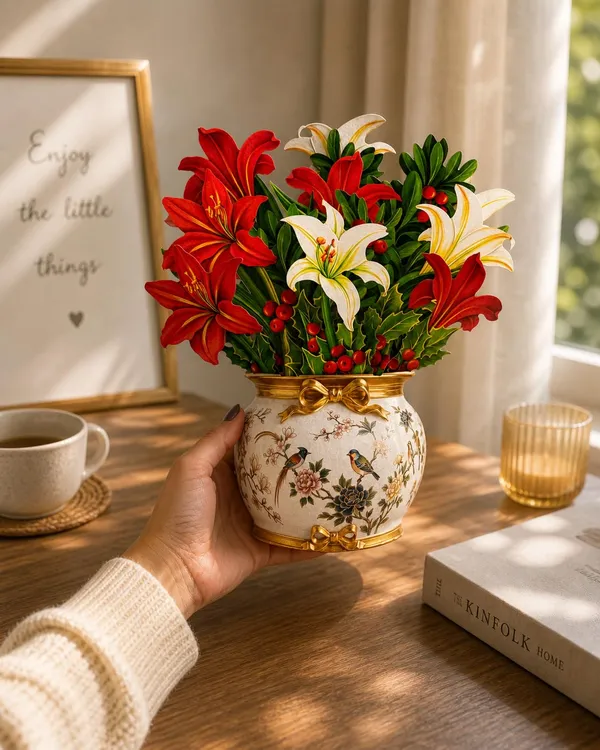 3d_Flower_Pop_Up_Greeting_Card_Lifesize_Floral_Vase_Design_Paper_Bouquet_10_Inch_Floral_Display_With_Note_Card_Envelope_Birthday_Anniversary_Engagement_Romantic_Gift_For_Her_Him_Floral_Vase_Design_3