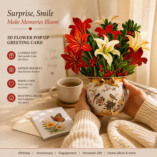 3d_Flower_Pop_Up_Greeting_Card_Lifesize_Floral_Vase_Design_Paper_Bouquet_10_Inch_Floral_Display_With_Note_Card_Envelope_Birthday_Anniversary_Engagement_Romantic_Gift_For_Her_Him_Floral_Vase_Design_3