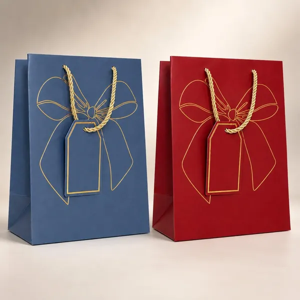 Izels_Premium_Metallic_Paper_Gift_Bags_Pack_Of_10_5_Blue_5_Red_Small_Luxury_Gift_Bags_With_Gold_Foiling_Bow_Design_Name_Tag_23x18x10_Cm_Paper_Bags_For_Wedding_Birthday_Return_Gifts_Festive_Gifting