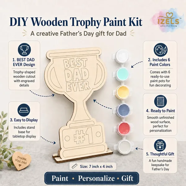 Izels_Best_Dad_Combo_Set_For_Father_Diy_Wooden_Trophy_Painting_Kit_With_Greeting_Card_Envelope_Father_S_Day_Gift_Birthday_Gift_For_Dad_Papa_Daddy_Personalised_Handmade_Gift_From_Kids