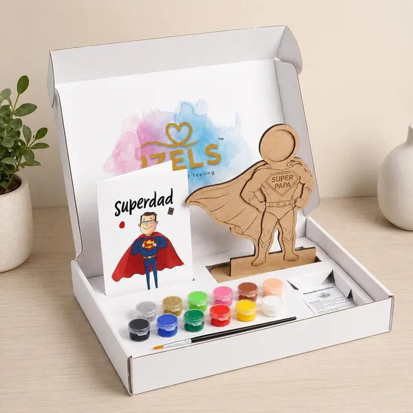 Izels_Diy_Super_Dad_Mdf_Painting_Kit_Father_S_Day_Birthday_Gift_For_Dad_Engraved_Figurine_12_Non_Toxic_Acrylic_Colours_Greeting_Card_Gift_Hamper_21x15_Cm