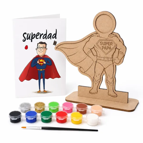Izels_Diy_Super_Dad_Mdf_Painting_Kit_Father_S_Day_Birthday_Gift_For_Dad_Engraved_Figurine_12_Non_Toxic_Acrylic_Colours_Greeting_Card_Gift_Hamper_21x15_Cm
