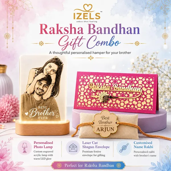 Raksha_Bandhan_Gift_Combo_For_Brother_Sister_Personalized_Photo_Led_Lamp_21_X_18_Cm_With_Best_Brother_Best_Sister_Engraving_Custom_Name_Rakhi_Laser_Cut_Shagun_Envelope