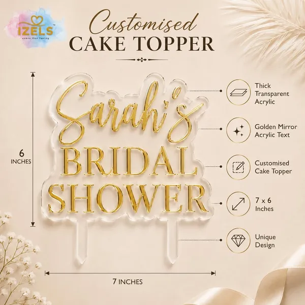 Bridal_Shower_Cake_Topper_Set_Of_2_Mirror_Acrylic_Cake_Decoration_6x4_Inch_For_Bachelorette_Party_Engagement_Bride_To_Be_Celebrations_Bridal_Shower