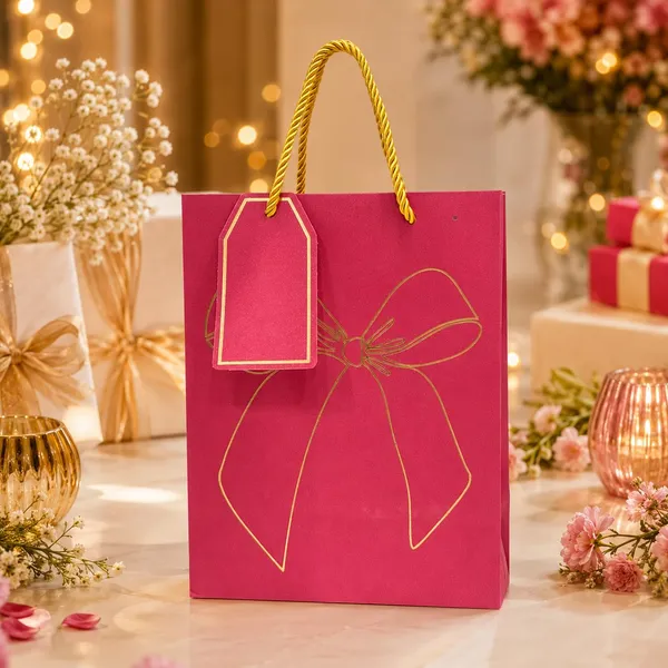 Izels_Glitter_Paper_Gift_Bag_With_Gold_Foiling_23x18x10_Cm_Pink_10_Pack