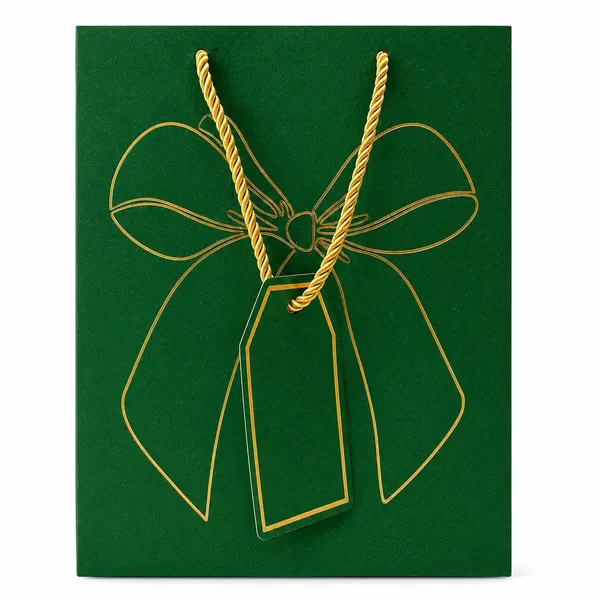 Izels_Glitter_Paper_Gift_Bag_With_Gold_Foiling_23x18x10_Cm_Green_5_Pack