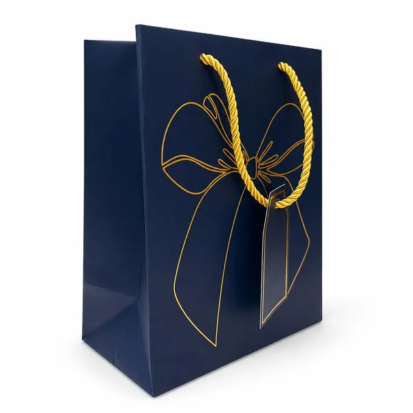 Izels_Metallic_Gift_Bag_With_Gold_Foiling_Bow_23x18x10_Cm_Blue_10_Pieces