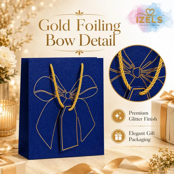 Izels_Glitter_Paper_Gift_Bag_With_Gold_Foiling_23x18x10_Cm_Blue_5_Pack