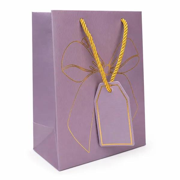 Izels_Metallic_Gift_Bag_With_Gold_Foiling_Bow_23x18x10_Cm_Lavender_10_Pieces