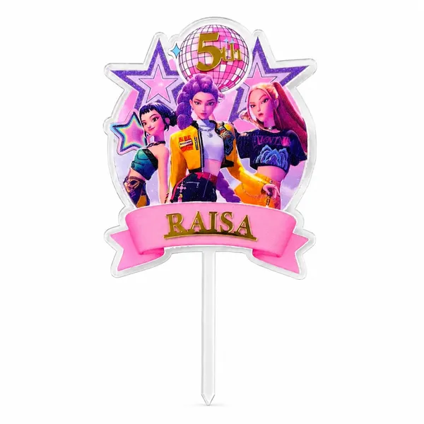 K_Pop_Inspired_Demon_Hunter_Personalised_Acrylic_Cake_Topper_Design2